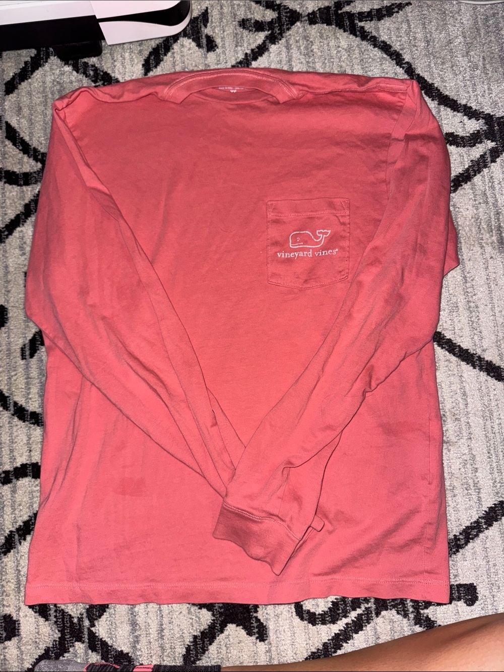 Vineyard Vines Coral Long-Sleeve Pocket Tee
